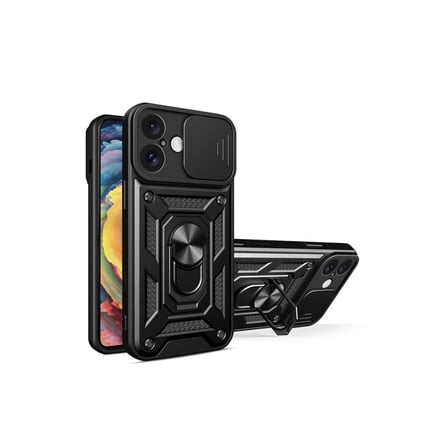 Apple iPhone 16 Kılıf Pars Lens Yüzüklü Silikon - Siyah