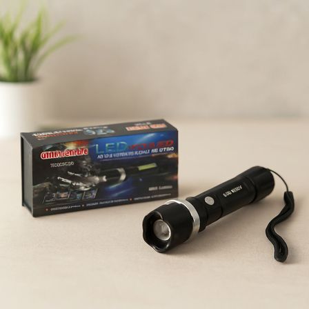 2in1 Zoomlu El Feneri ve COB LED - USB Şarjlı Metal Kasa, 3000 Lumen