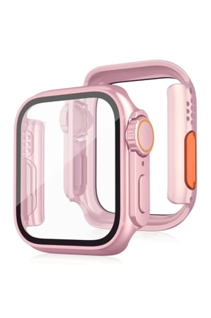 Apple Watch 44mm Watch 49mm Kasa Dönüştürücü ve Ekran Koruyucu - Rose Gold