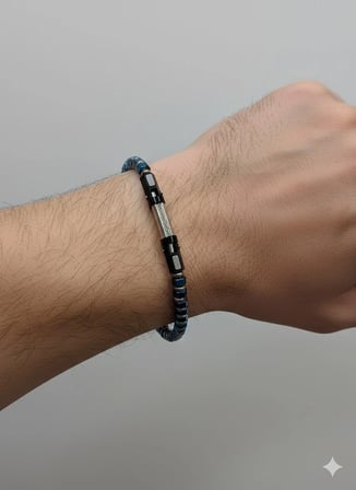 Mavi Çelik  Erkek Çelik Bileklik Boy 20.5 Cm / En 0.6 Cm  - Ebl0029