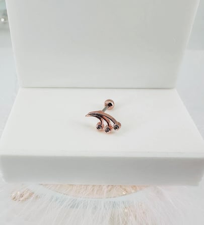Rose Zirkon Taşlı Uç Kısmı : Pirinç Kıkırdak Bar Uzunluğu : 6 Mm / Bar Kalınlığı 0.8 Mm / Top Boyu 3 Mm - Pt0034-2