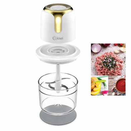 Usb To Type-c Şarjlı Mini 3 Bıçaklı Gold Blender Rondo Gıda Doğrayıcı 1.2LT=MİKA Kristal Hazne KC-8221