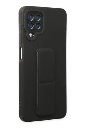 Samsung Galaxy A22 Kılıf Mega Standlı Silikon - Siyah