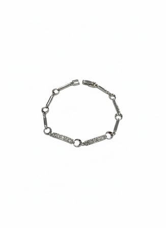 Rodyum Zirkon Taşlı Pirinç Cm Bileklik 17+2 Cm  - Kbl0435