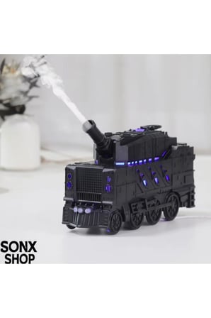 Buhar Efektli Zırhlı Tren Tasarımlı Aromaterapi Hava Nemlendirici – LED Işıklı, Sessiz ve USB Şarjlı
