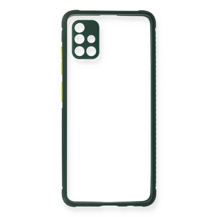 Samsung Galaxy A71 Kılıf Miami Şeffaf Silikon - Koyu Yeşil
