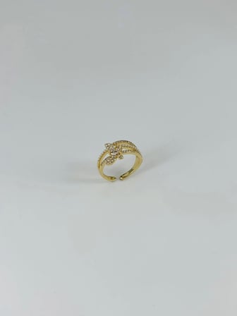 Ayarlanabilir Zirkon Taşlı Pirinç Bijuteri Yüzük - Yz0184-1