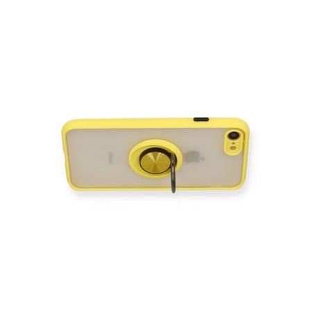 iPhone 7 Kılıf Montreal Yüzüklü Silikon Kapak - Sarı