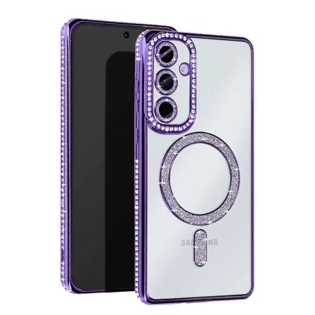 Samsung Galaxy A35 5G Joke Simli Magneticsafe Kılıf - Derin Mor