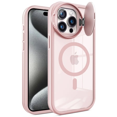 Apple İphone 15 Pro Kılıf Teleskop Lens Magsafe Silikon Kapak - Pembe
