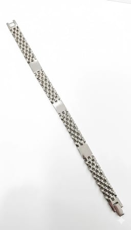 Rodyum Çelik  Erkek Çelik Bileklik Boy 21.5 Cm / En 1 Cm  - Ebl0054
