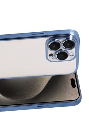 Apple iPhone 15 Pro Max Razer Lensli Silikon - Açık Mavi