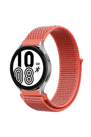 Samsung Galaxy Watch 4 Hasırlı Cırtcırtlı Kordon - Turuncu