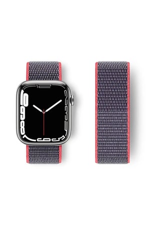 Apple Watch 42mm Hasırlı Cırtcırtlı Kordon - Pembe