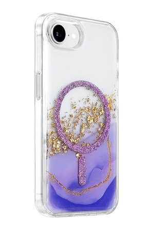 Onegif Apple iPhone 17E Lotus Simli Magsafe Kapak - Mor