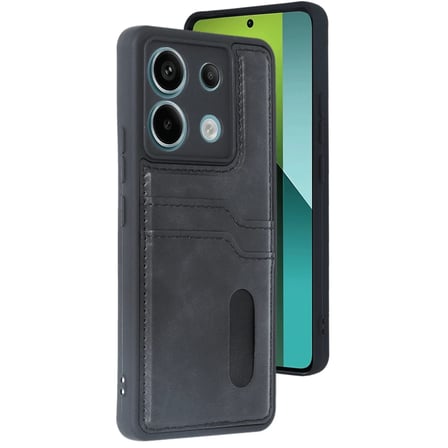 Xiaomi Redmi Note 13 Pro 4G Kılıf Sara Kartvizitli Deri Kılıf - Siyah