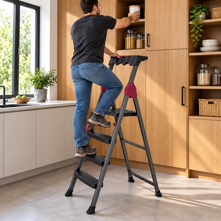 3+1 Basamaklı Metal Merdiven 150KG.TAŞIMA