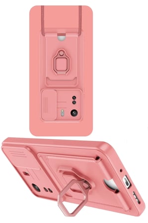 Xiaomi Redmi 13C Kılıf Zuma Kartvizitli Yüzüklü Silikon - Pembe