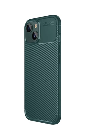 Apple iPhone 15 Kılıf Auto Focus Karbon Kapak - Yeşil