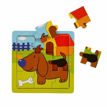S00002907 Wooden Puzzle Anımals 9 Pcs 3 Ast