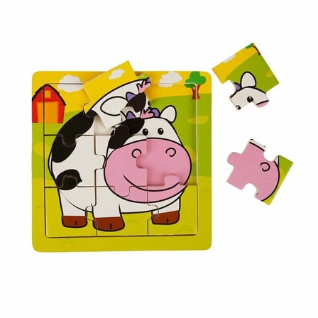 S00002907 Wooden Puzzle Anımals 9 Pcs 3 Ast