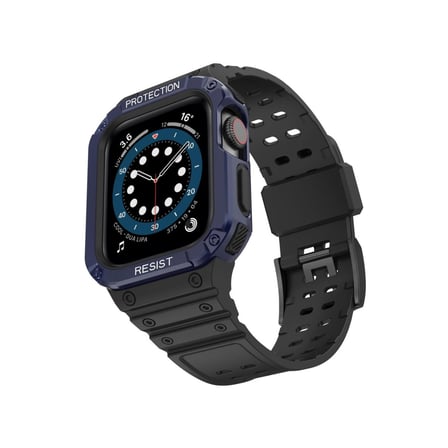 Apple Watch 42mm Kr401 Silikon Kordon (saat Değildir) - Siyah-mavi