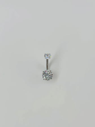 Rodyum Zirkon Taşlı Çelik Göbek - Pg0034