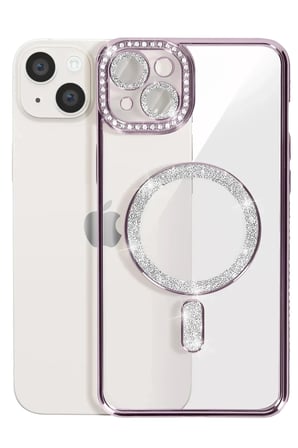 Apple iPhone 14 Kılıf Joke Simli Magneticsafe Kılıf - Pembe