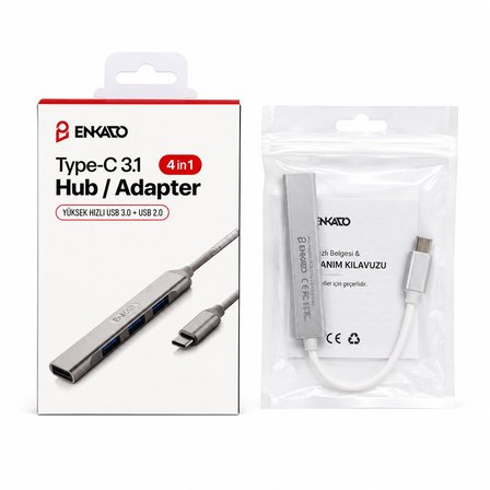 Type-c 3.1 Giriş 4IN1 Usb Çoğaltıcı 4 Anahtarlı Port - Hı-speed Usb 3.0 - Usb 2.0 Hub Adaptör EKD-TP50