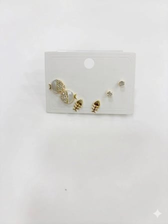 Tatlı Balık Ve Kılçık Detaylı Altılı Küpe - Kp00561