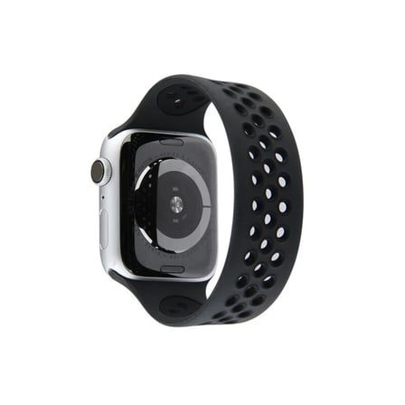 Apple Watch 42mm Ayarlı Delikli Silikon Kordon - Siyah-Siyah