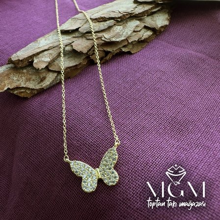 Zirkon Taşlı Kelebek Kolye - Kl0009