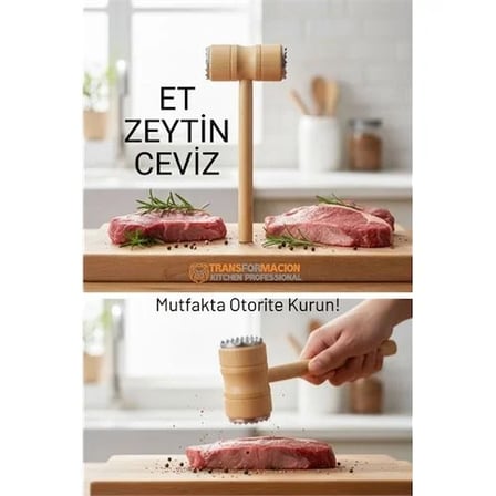 Ahşap Saplı Profesyonel Et Dövücü, Zeytin Ve Ceviz Kırıcı Çekiç