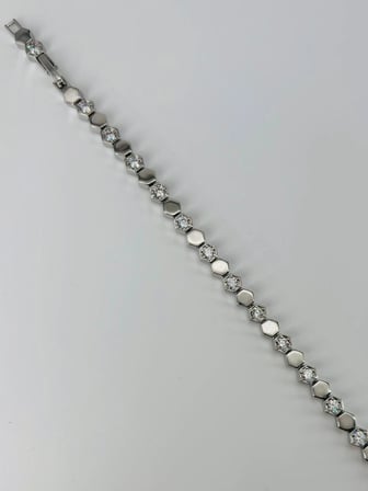 Rodyum Zirkon Taşlı Pirinç Bileklikler 17+2 Cm  - Kbl0368