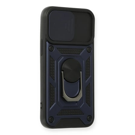 Apple iPhone 12 Mini Kılıf Pars Lens Yüzüklü Silikon - Lacivert