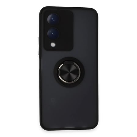Vivo Y17S Kılıf Montreal Yüzüklü Silikon Kapak - Siyah
