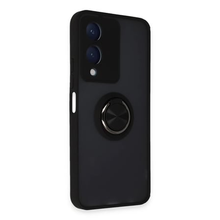 Vivo Y17S Kılıf Montreal Yüzüklü Silikon Kapak - Siyah
