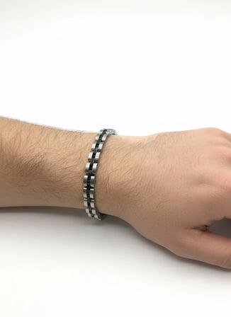 Rodyum-siyah Çelik  Erkek Çelik Bileklik Boy 21.5 Cm / En 0.6 Mm  - Ebl0047