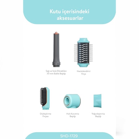 Air Brush 5-in-1 Saç Kurutma ve Şekillendirme Makinesi 1300W (Mavi)