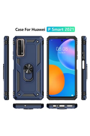 Huawei P Smart 2021 Kılıf Sofya Yüzüklü Silikon Kapak - Lacivert