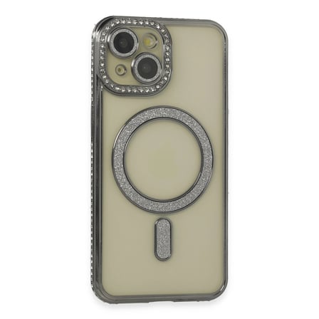 Apple İphone 13 Kılıf Joke Simli Magneticsafe Kılıf - Gri