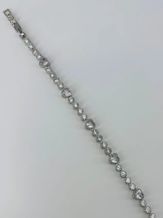 Rodyum Zirkon Taşlı Pirinç Bileklikler 17+2 Cm  - Kbl0367