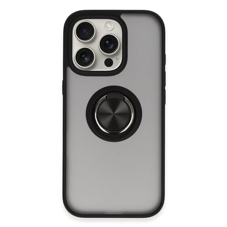 iPhone 16 Pro Kılıf Montreal Yüzüklü Silikon Kapak - Siyah
