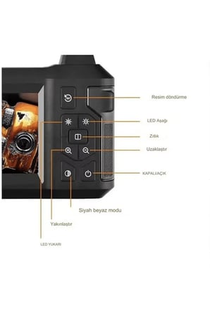 Vtn-008 Ekranlı Çift Kameralı 10 Mt Sert Kablo Yılan Endoskop Kamera 8 Mm 4.3 Inc