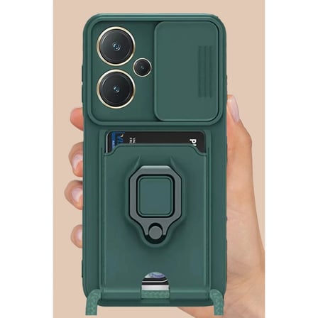 Xiaomi Redmi Note 13 Pro Plus Kılıf Zuma Kartvizitli Yüzüklü Silikon - Lacivert
