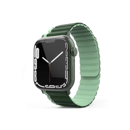 Apple Uyumlu Watch 42mm Mo-wb1 Çift Renk Mıknatıslı Silikon Kordon (saat Değildir) - Koyu Yeşil-açık Yeşil