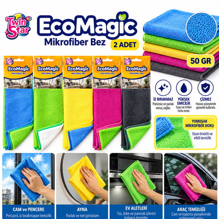 20 Adet 2PCS 50GR Mikrofiber Temizlik Bez