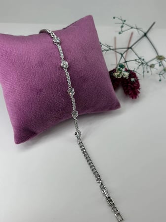 Rodyum Zirkon Taşlı Pirinç Zirkon Bileklikler 17+2 Cm  - Kbl0342
