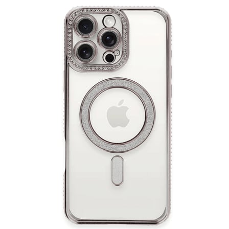 Apple İphone 16 Pro Kılıf Joke Simli Magneticsafe Kılıf - Pembe