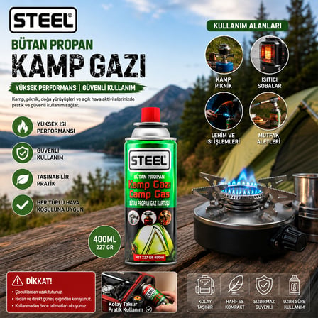 Kamp Ocağı, Kamp Sobası Bütan Gaz Kartuşu 220g & 400ml Piknik ve